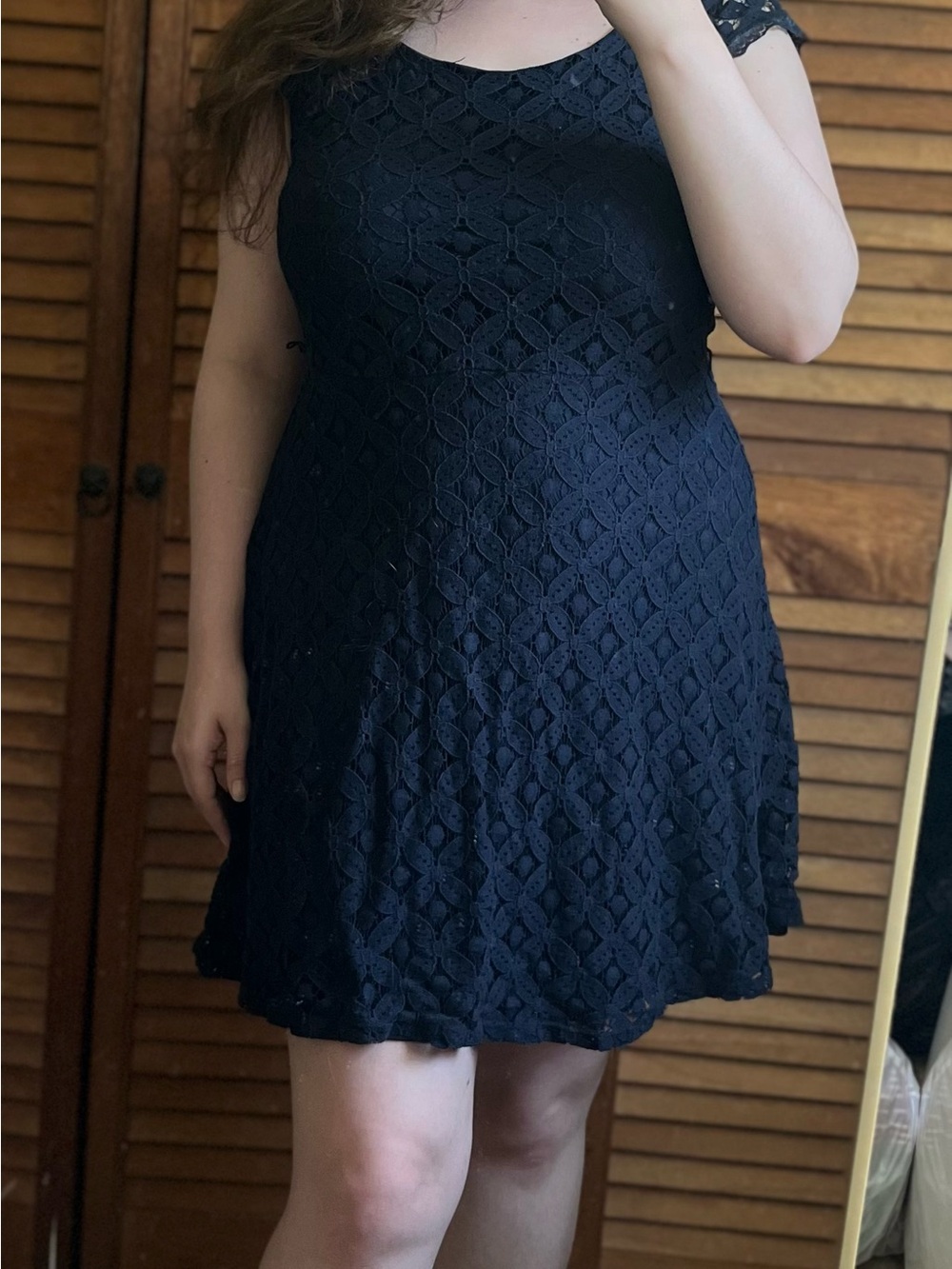 AB Studio Navy Blue Lace A-Line Mini Dress